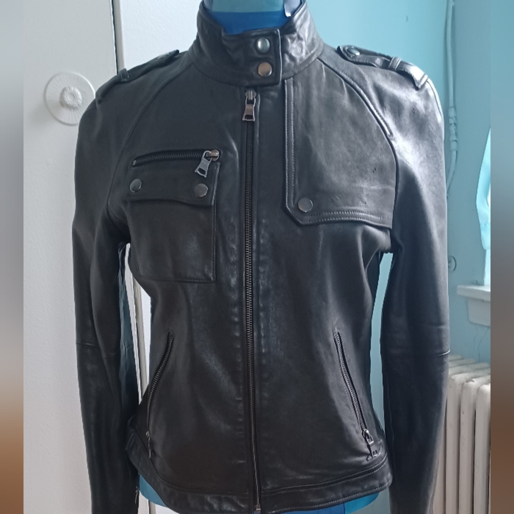 Charcoal Grey Leather Jacket